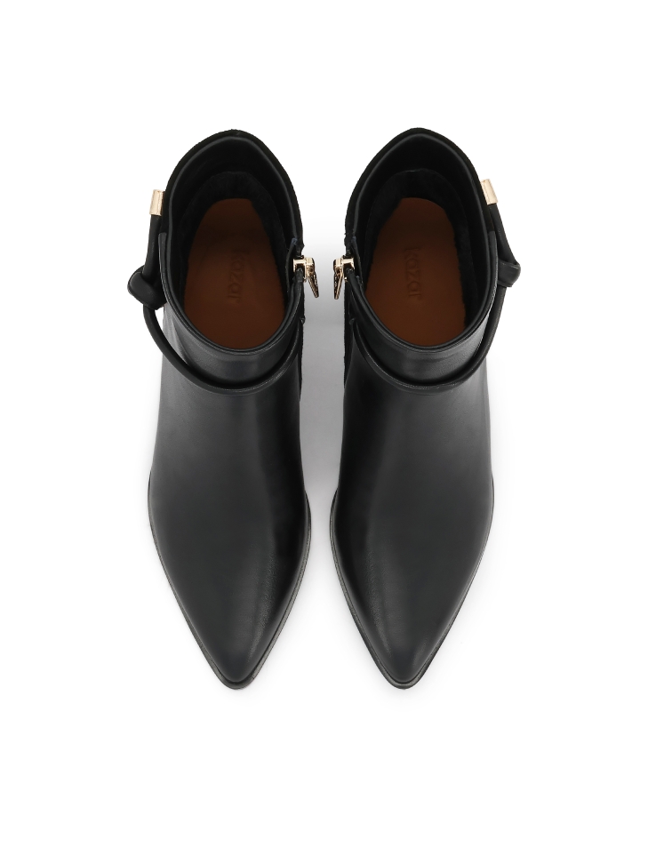 Černé semišové a hladké kožené boty SERINA