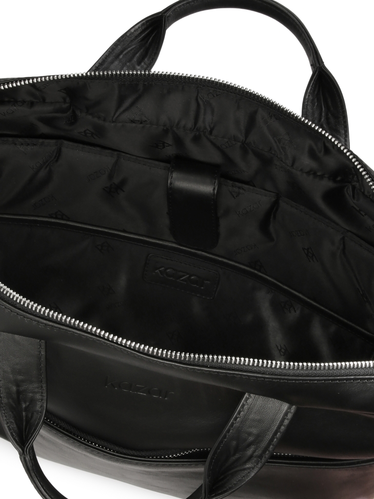 Černá kožená brašna na notebook OSKAROS