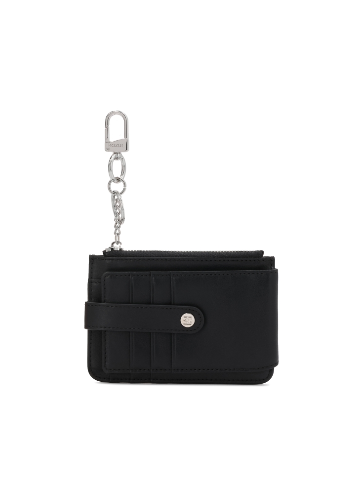 Malá černá peněženka připnutá karabinkou MILARAY