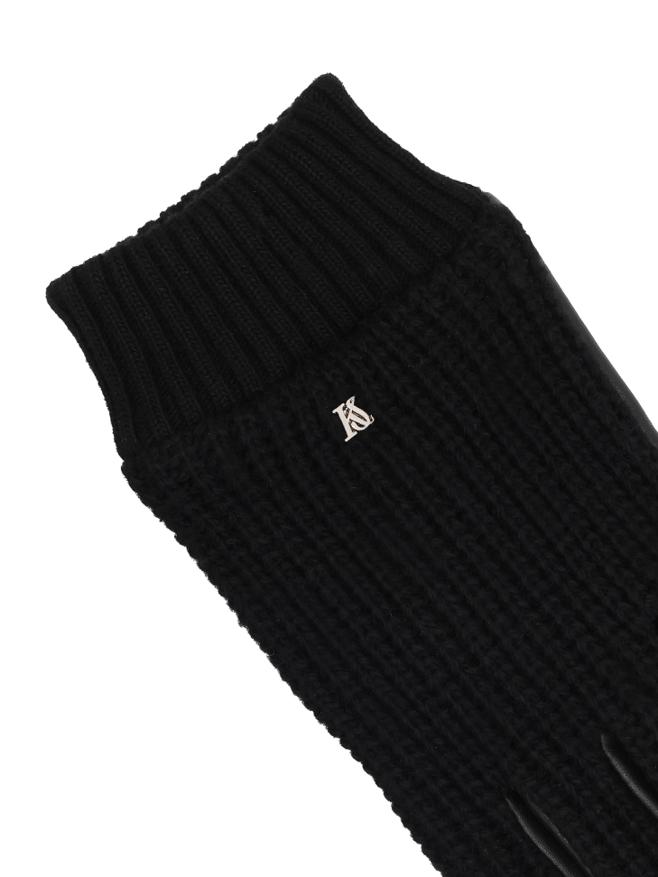 Pánské vlněné rukavice s celokoženým vzorem a monogramem KS FRANCOISE