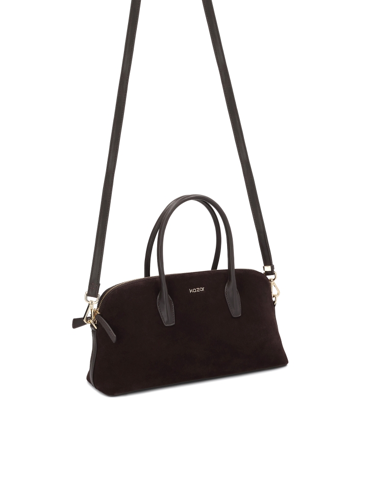 Semišová hnědá kabelka s uchy NIREYA