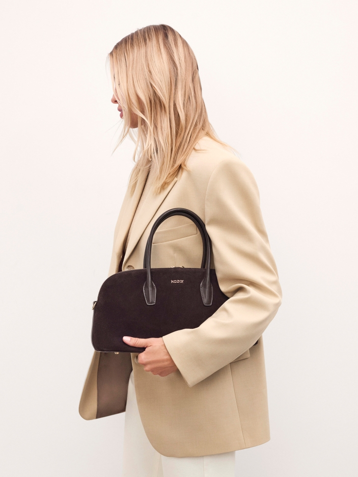 Semišová hnědá kabelka s uchy NIREYA