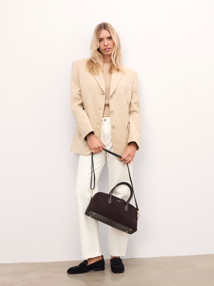 Semišová hnědá kabelka s uchy NIREYA