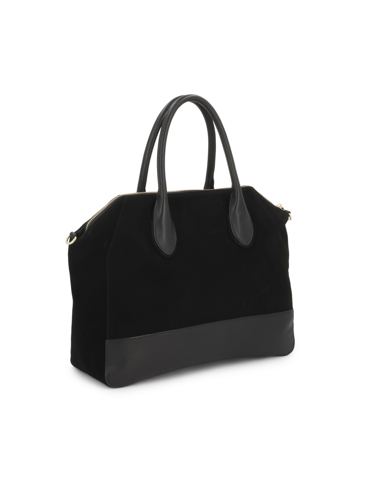 Černá semišová kabelka s uchy a popruhem AVIELLE
