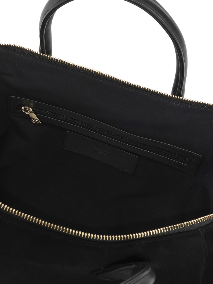 Černá semišová kabelka s uchy a popruhem AVIELLE