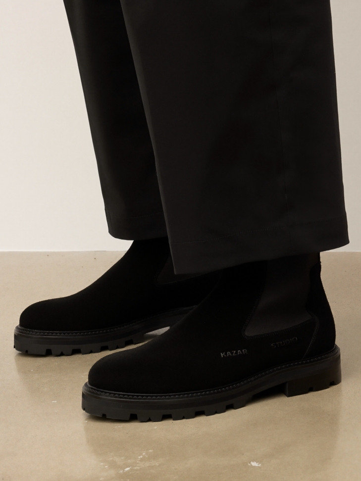 Černé pánské semišové boty Chelsea s pevnou podrážkou KS ALCESTE