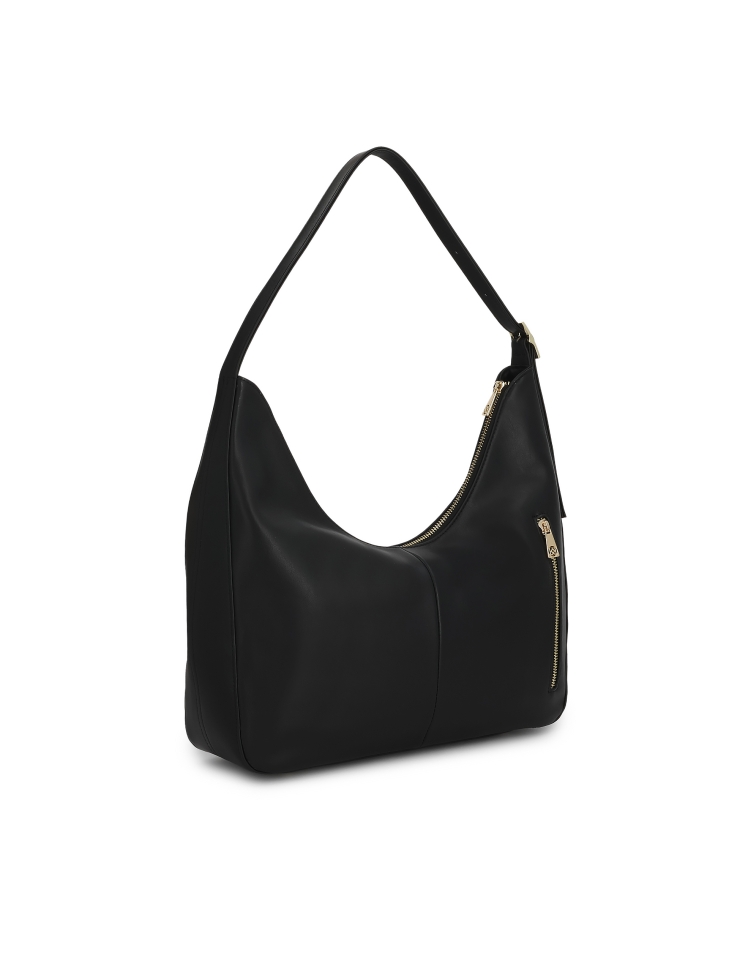 Černá kožená taška přes rameno s nastavitelným popruhem TESSERA