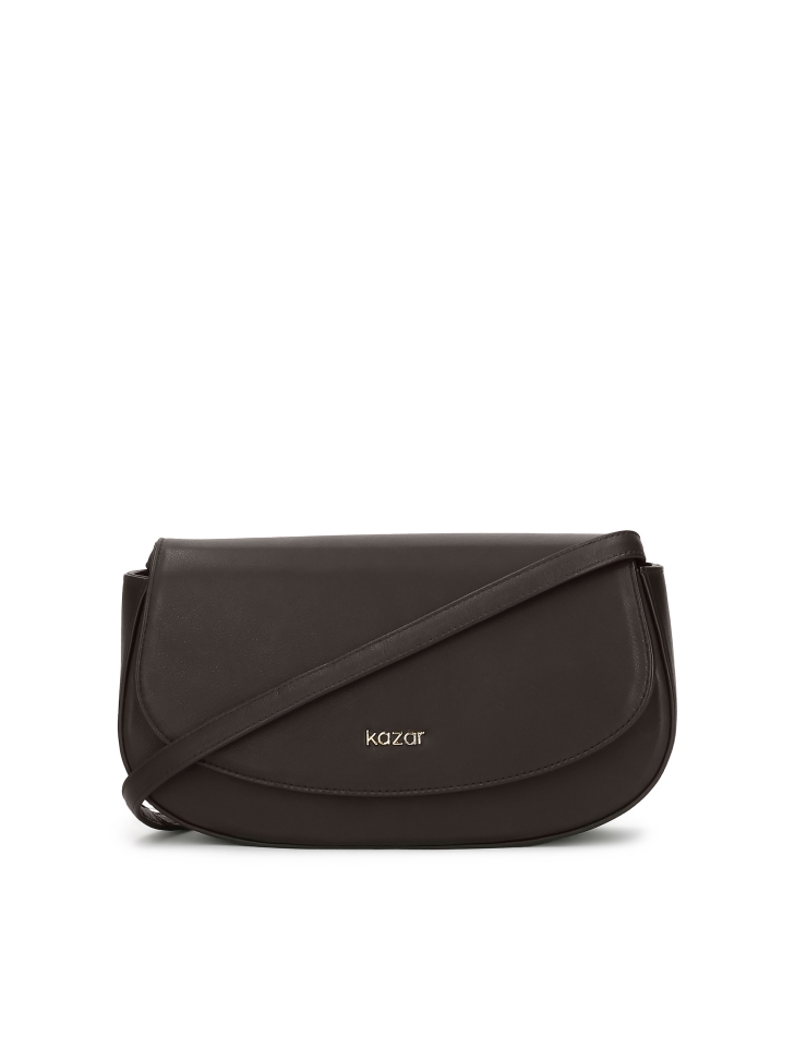 Hnědá pevná kabelka s popruhem přes rameno NALYA