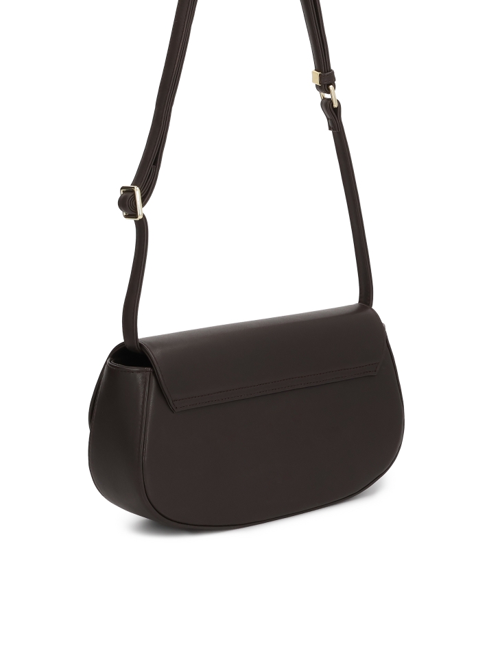 Hnědá pevná kabelka s popruhem přes rameno NALYA