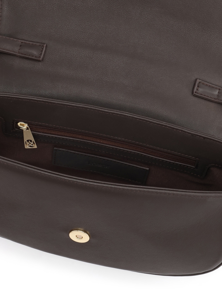 Hnědá pevná kabelka s popruhem přes rameno NALYA